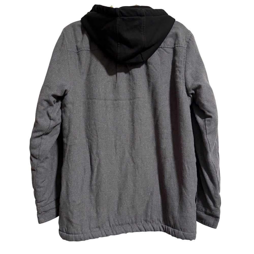Tony Hawk Mens Gray Sherpa Lined Hooded Flannel Shirt Jacket Size Medium M - Picture 5 of 5